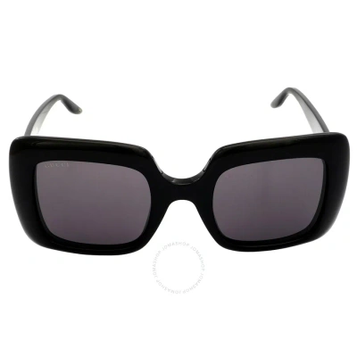 Gucci Grey Rectangular Ladies Sunglasses Gg0896s 001 52 In Black / Grey