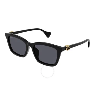 Gucci Grey Rectangular Ladies Sunglasses Gg1596sk 001 55 In Green