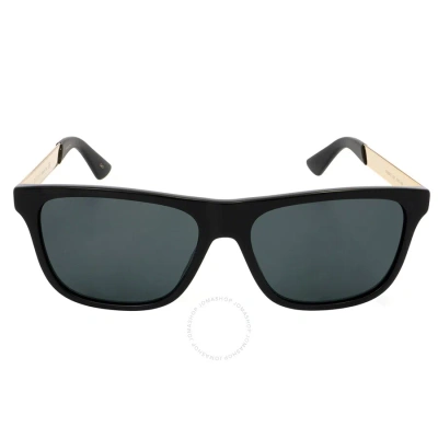 Gucci Grey Rectangular Men's Sunglasses Gg0687s 001 57 In Black / Grey