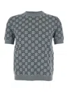 Gucci Grey Reversible Crewneck Sweater With Ribbed Trims In Gg Wool Jacquard Woman In Gray
