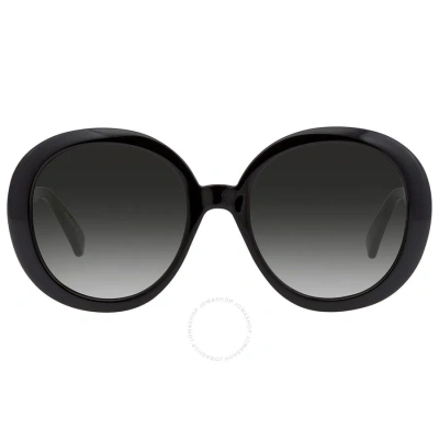 Gucci Grey Round Ladies Sunglasses Gg0712s 001 55 In Black / Green / Grey