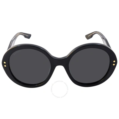 Gucci Grey Round Ladies Sunglasses Gg1081s 001 54 In Black / Grey