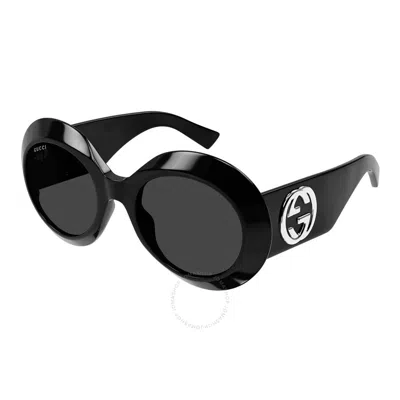 Gucci Beveled Acetate Round Sunglasses In Black Grey