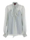 Gucci Light Blue Printed Chiffon Shirt In Multicolor