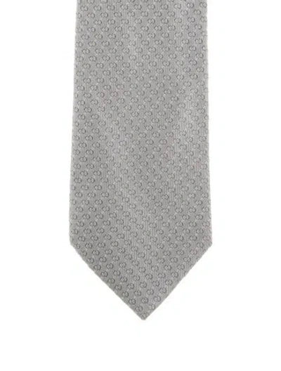 Pre-owned Gucci Grey Silk Pattern Tie In Gray