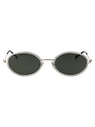 Gucci Grey-silver-grey Injection Sunglasses In Green