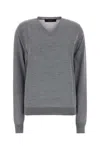 Gucci Grey Solid V Neck Sweater In Gray