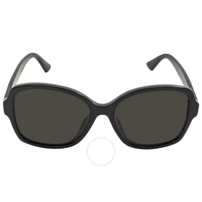 Gucci Grey Square Ladies Sunglasses Gg0765sa 002 57 In Black / Grey