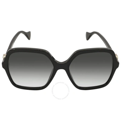 Gucci Grey Square Ladies Sunglasses Gg1072sa 001 56 In Black / Grey