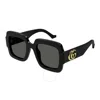 Gucci Women's Gg1547s  Logo Recycled Acetate Square Sunglasses Black