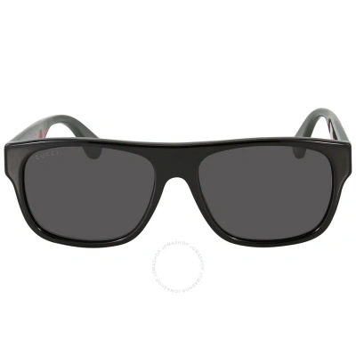 Gucci Grey Square Men's Sunglasses Gg0341s 001 56 In Black / Grey