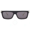 Gucci Interlocking G Logo-engraved Rectangle-frame Sunglasses In Black / Gold / Grey