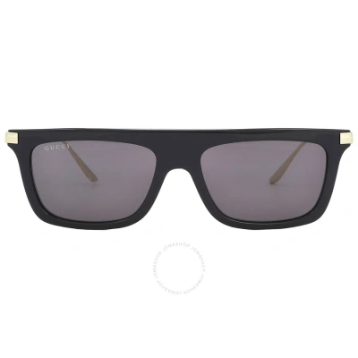 Gucci Grey Square Men's Sunglasses Gg1437s 001 55 In Black / Gold / Grey
