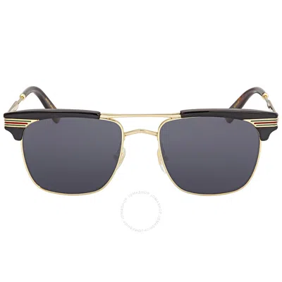 Gucci Grey Square Unisex Sunglasses Gg0287s 001 52 In Gold