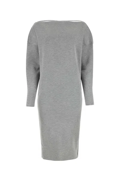 Gucci Grey Stretch Wool Blend Dress In Lightgreymelange