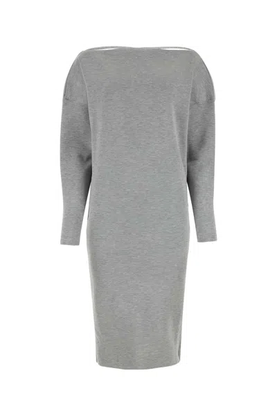 Gucci Grey Stretch Wool Blend Dress In Multi