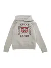 Gucci Grey Sweatshirt With Hood And Logo On The Front In Cotton Boys In Gray