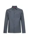 Gucci Technical Fabric Shirt Featuring Horsebit Detail In Gray