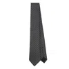 Gucci Men Black Horsebit Silk Jacquard Tie In Gray