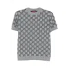 Gucci Women Gg Allover Reverible Short Sleeves Pull In Gray