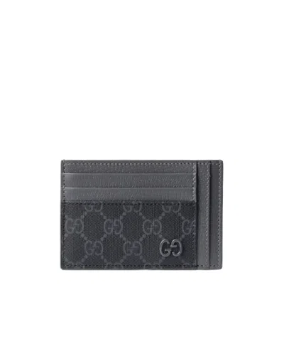 Gucci Grey Trim Gg Card Case In Multi