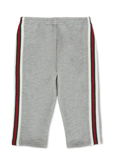 Gucci Kids' Grey Trousers For Baby Boy With Web Detail In Gray