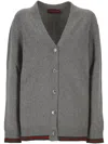 Gucci Grey V Neck Button Sweater In Gray