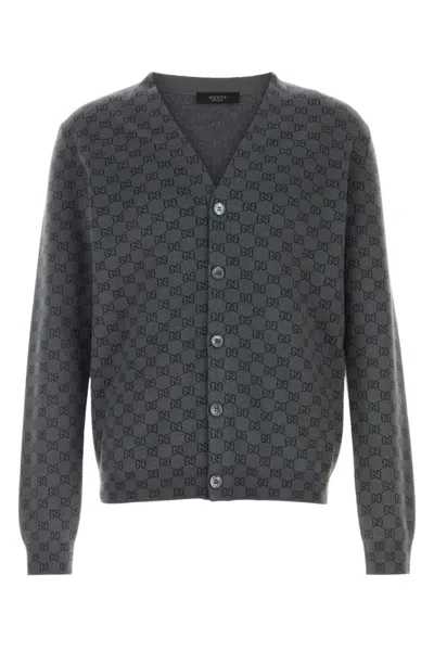Gucci Grey V Neck Cardigans