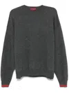 Gucci Grey Web Detail Wool Sweater In Grey