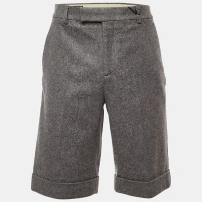 Pre-owned Gucci Grey Wool & Cashmere Cuffed Hem Shorts L In Gray