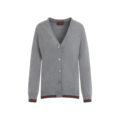 GUCCI GUCCI GREY WOOL BLEND CARDIGAN