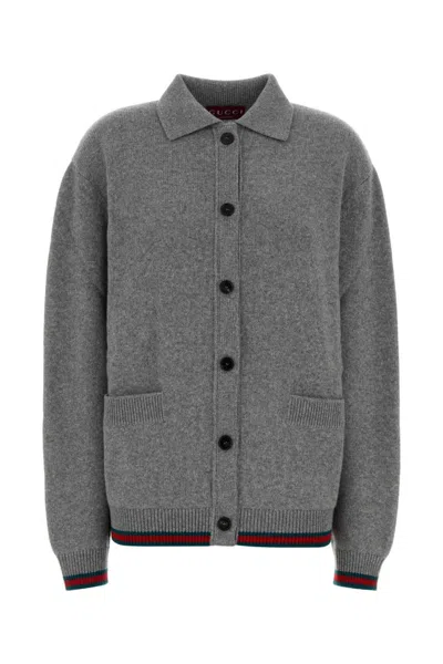 GUCCI GREY WOOL BLEND CARDIGAN