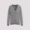 Gucci Grey Wool And Cashmere Web Cardigan In Grey