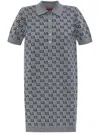 Gucci Grey Wool Jacquard Polo Dress In Grey