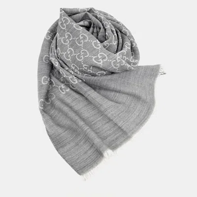 Pre-owned Gucci Grey Wool Muffler In Gray