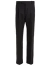 Gucci Slim-fit High-waist Pants In Wool-silk Blend In Grey