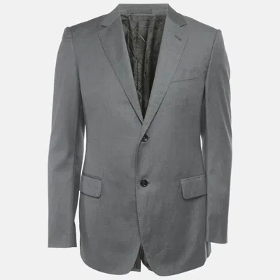 Pre-owned Gucci Grey Wool Regular Fit Blazer L In Gray