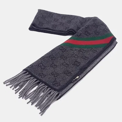 Pre-owned Gucci Grey Wool Scarf In Gray