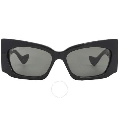 Gucci Grey Wrap Ladies Sunglasses Gg1412s 001 62 In Black / Grey