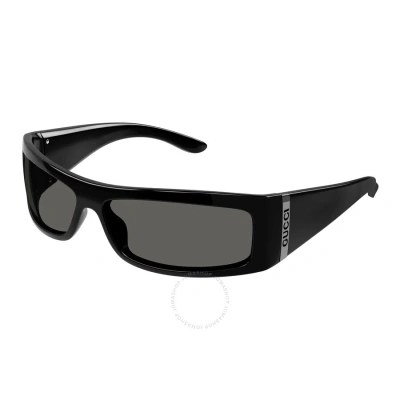 Gucci Grey Wrap Men's Sunglasses Gg1492s 007 64 In Black / Grey