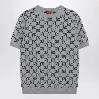 Gucci Grey/black Sweater With Gg Pattern In Gray