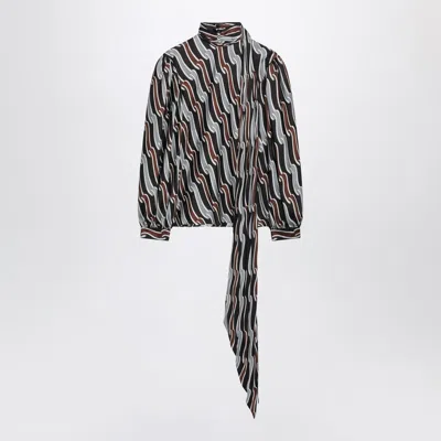 Gucci Printed Silk Twill Shirt In Brown