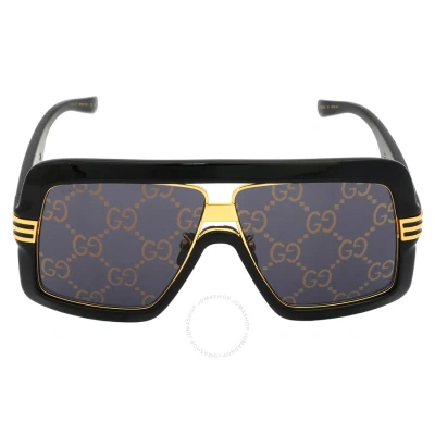 Gucci Grey/gold Decor Square Unisex Sunglasses Gg0900s 001 60 In Black / Grey