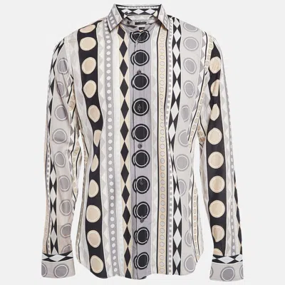 Pre-owned Gucci Grey/multicolor Printed Cotton Button Front Shirt L