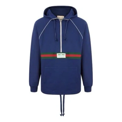 Gucci Grg Detail Half Zip Hoodie 'royal Blue Red'