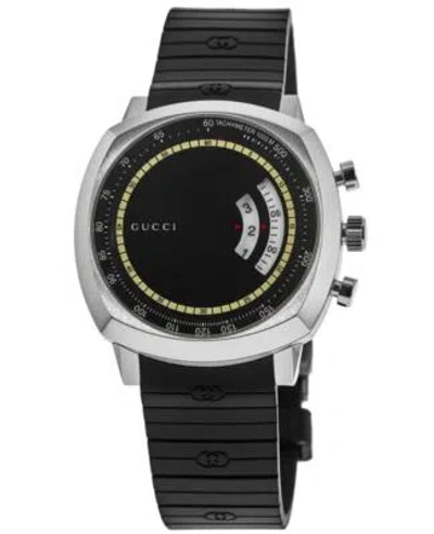 Pre-owned Gucci Grip Black Dial Black Rubber Strap Men's Watch Ya157301