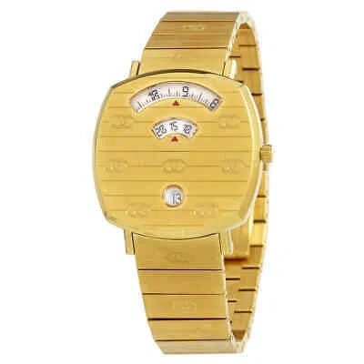 Pre-owned Gucci Grip Quartz White Dial Yellow Gold-tone Ladies Watch Ya157403