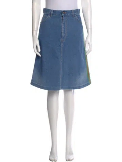 Pre-owned Gucci Grosgrain Trim Knee-length Skirt In Blue
