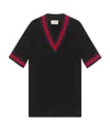 Gucci Grosgrain-trimmed Striped Dress In Black