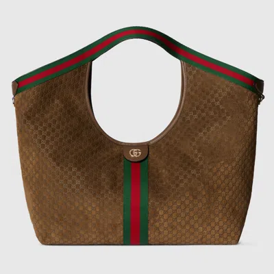Gucci Grosser Giglio Shopper In Brown
